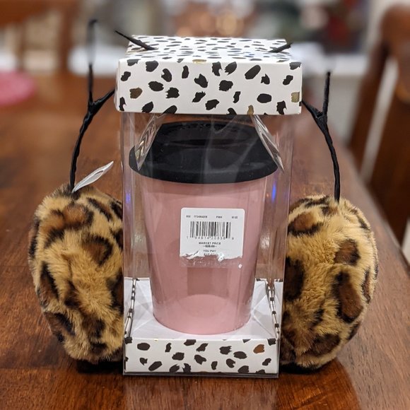 Dining Holiday Set I Need Coffee Right Meow Travel Mug Leopard